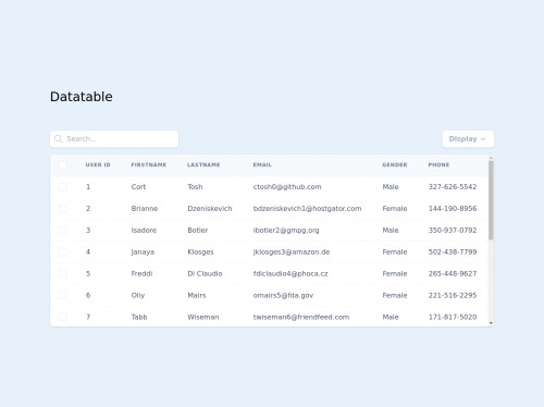 Table with Checkbox