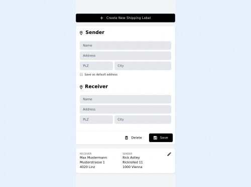 Shipping Label Address Form