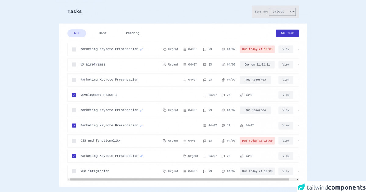 Free Tailwind CSS Advance Table Component