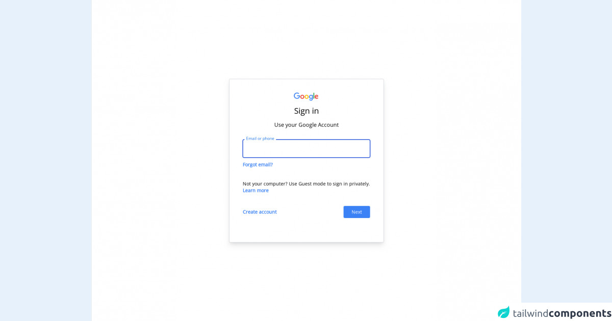 Google Login Page