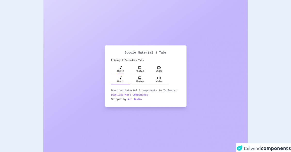 Tailwind CSS Material 3 Tabs